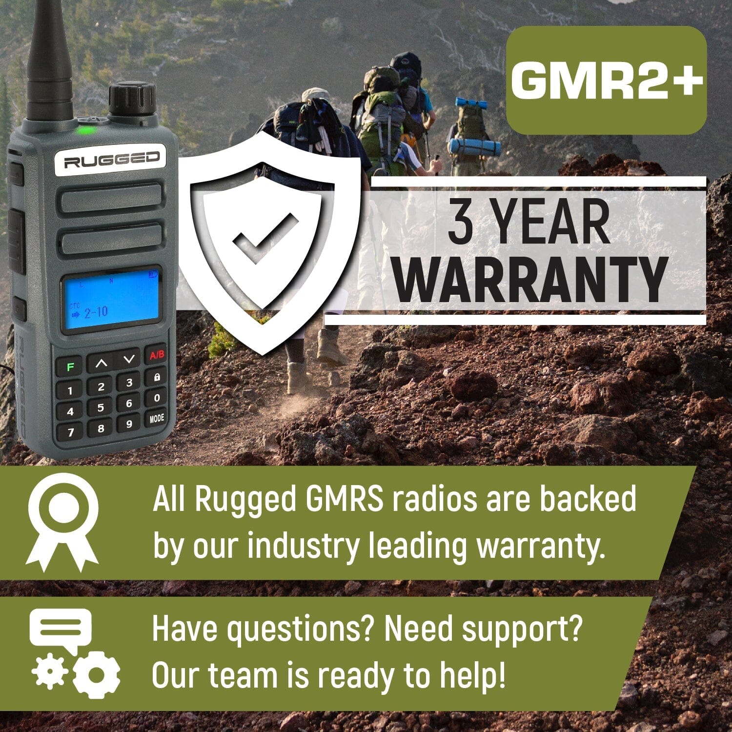 2 PACK - Rugged GMR2 PLUS - GMRS / FRS Two Way Handheld Radios