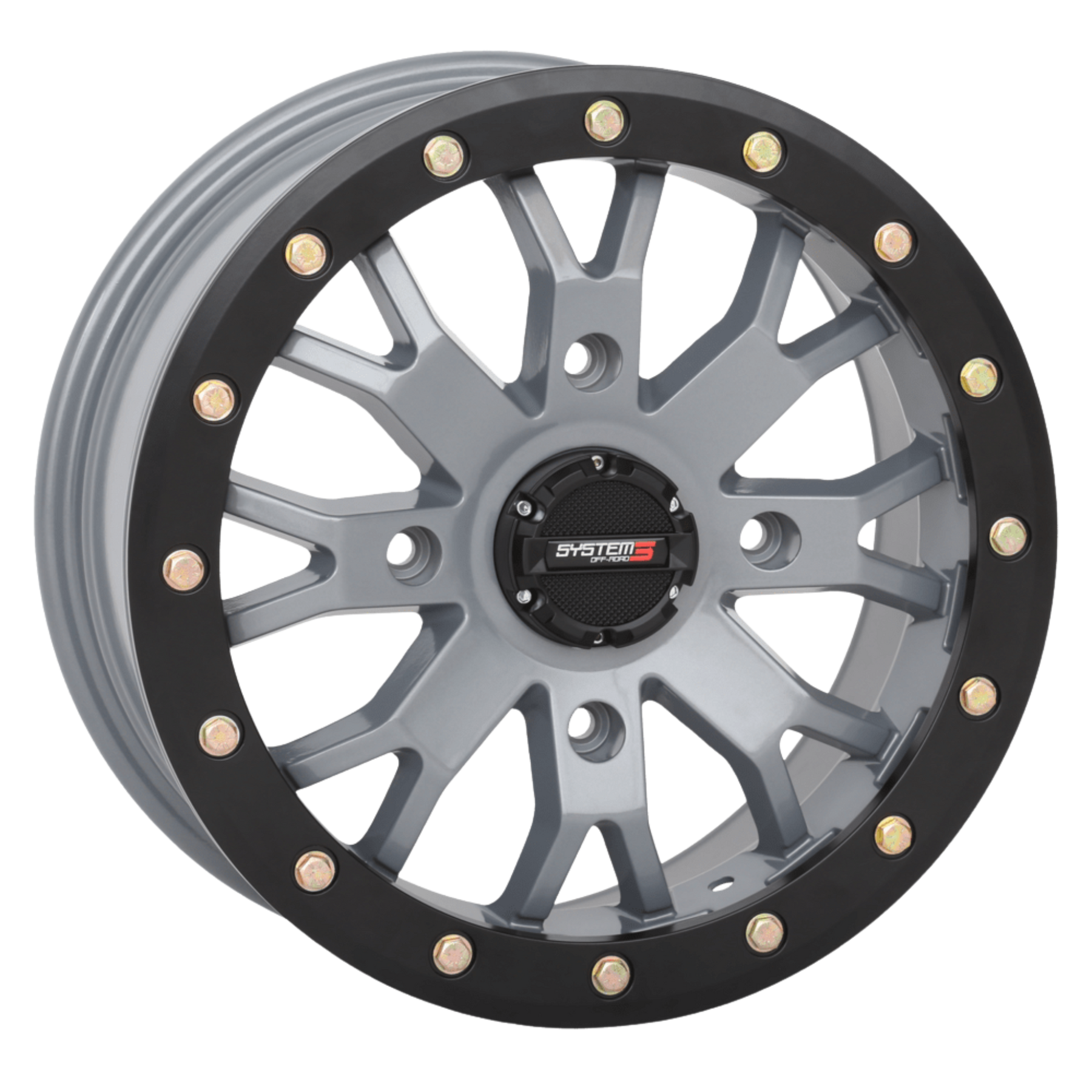 satin cement gray sb-4 system 3 beadlock utv wheel