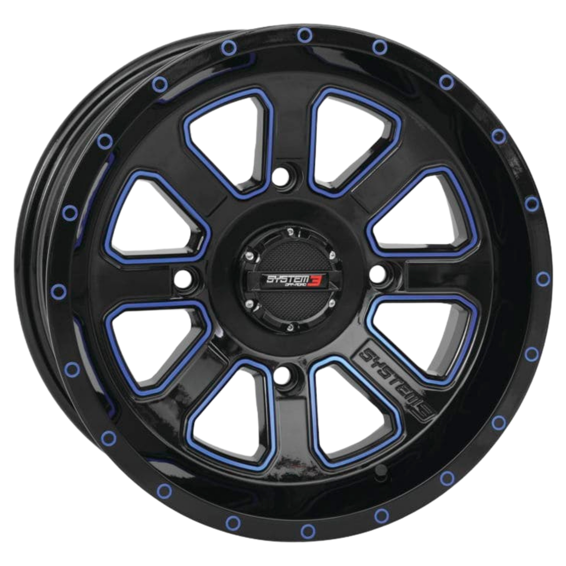 gloss black/blue st-4 aluminum system 3 utv wheels