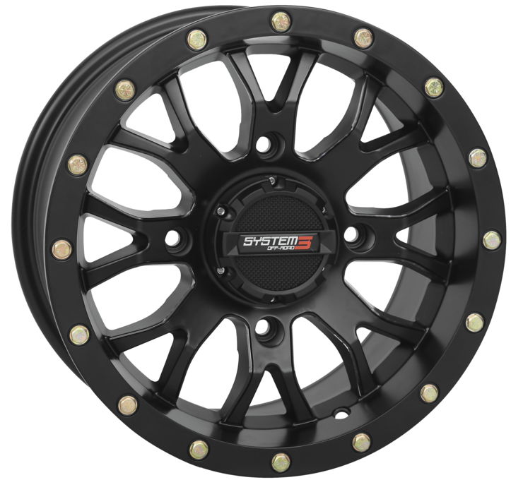 System 3 Off-Road ST-3 Simulated Beadlock Wheels 14x7, 4/156, 5+2, Matte Black  521449