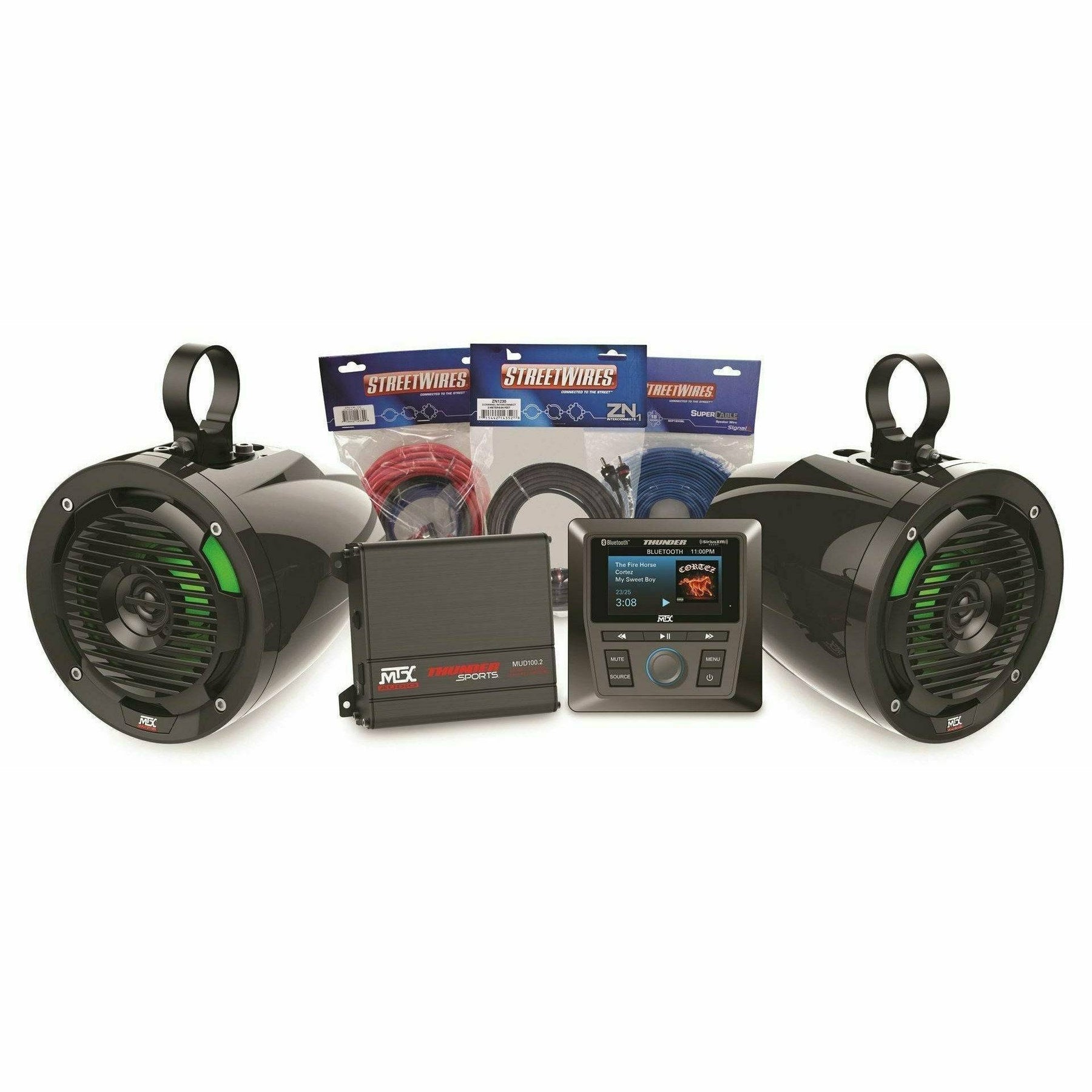 MTX Audio Universal 2 Amplified Cage Mount Speakers with Head Unit