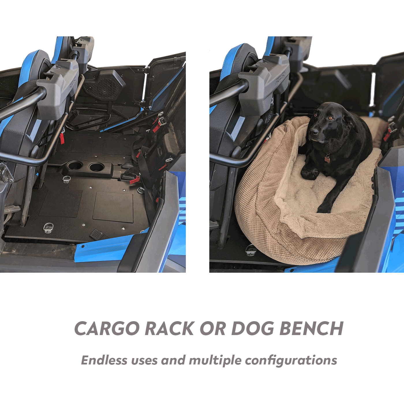 SSS Off-Road Cargo Rack / Dog Seat - Back Seat Conversion Kit for Polaris RZR XP 4 Turbo