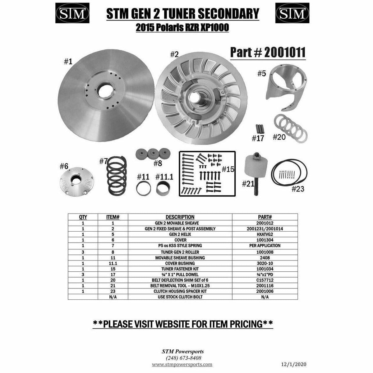 STM Polaris RZR XP 1000 (2015) Tuner Secondary Clutch