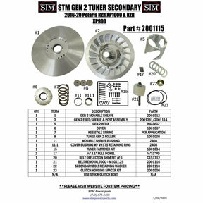 STM Polaris General / RZR Tuner Secondary Clutch