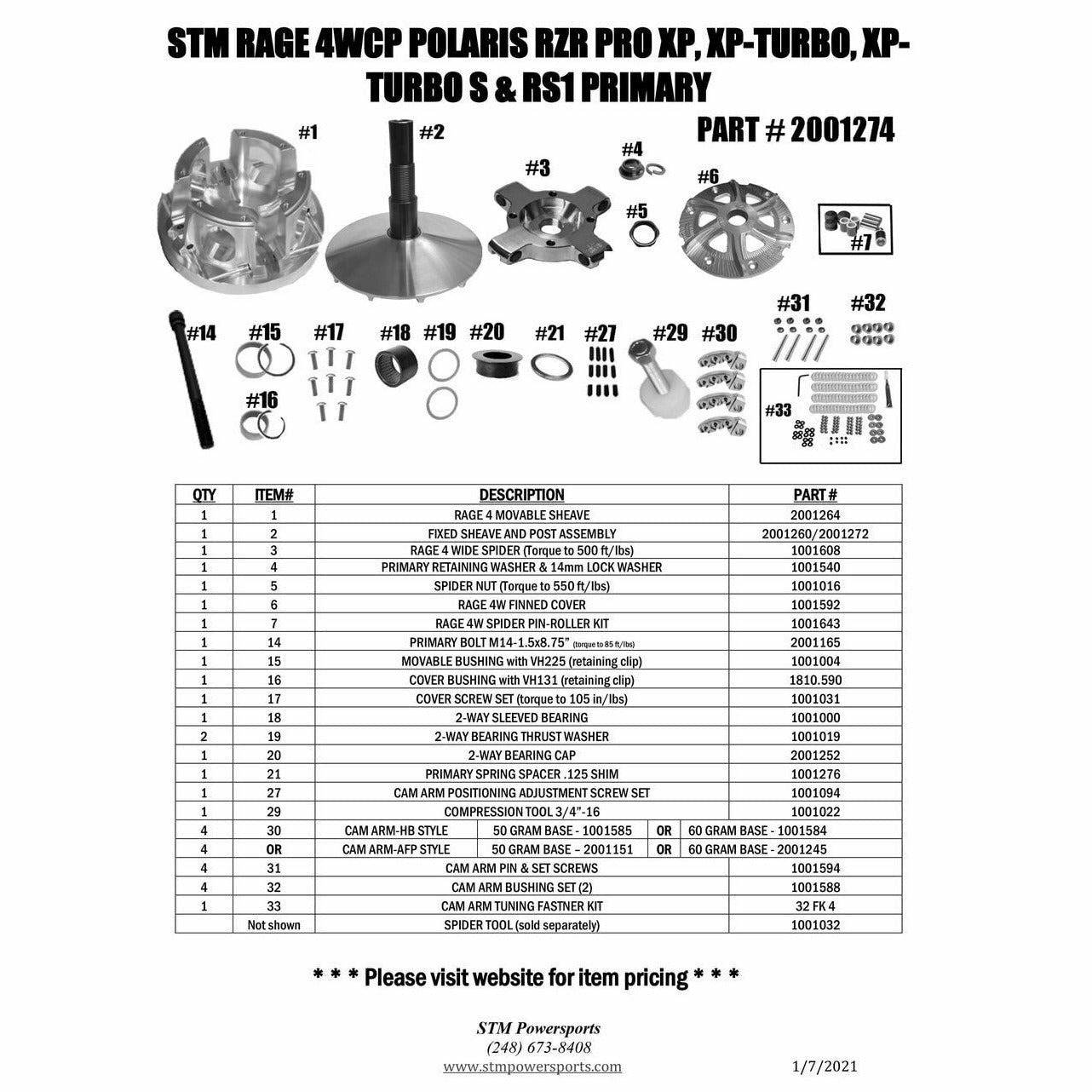 STM Polaris RZR Turbo RAGE 4WCP Primary Clutch