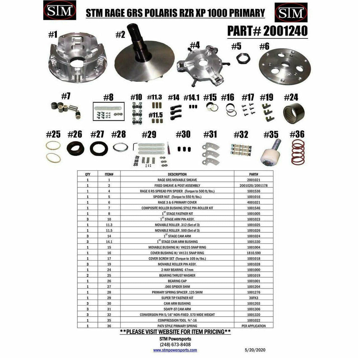 STM Polaris RZR XP 1000 RAGE 6RS Primary Clutch