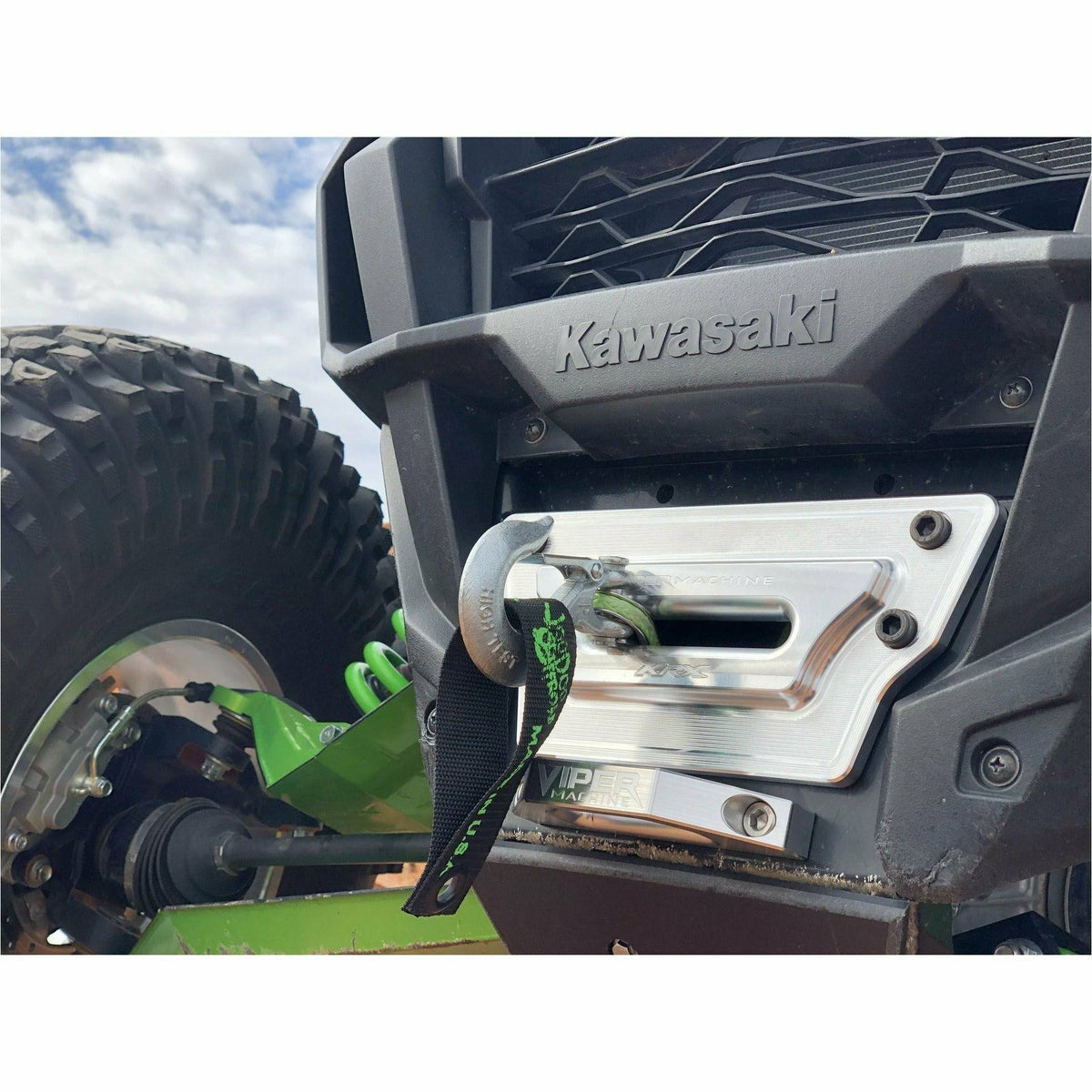 Viper Machine Kawasaki KRX 1000 Billet Winch Plate with Integrated Rope Hawse